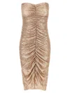 Norma Kamali Strapless Shirred Front Dress In Gold