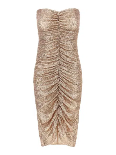Norma Kamali Strapless Shirred Front Dress In Nude