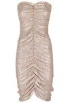 Norma Kamali Strapless Shirred Front Dress To Knee In Brown