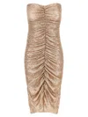Norma Kamali Strapless Shirred Front Dresses Pink In Gold