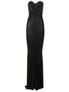 Norma Kamali Strapless Shirred Front Fishtail Gown In Black