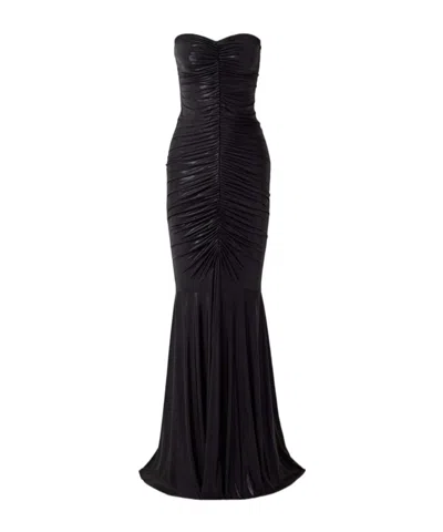 Norma Kamali Strapless Shirred Gown In Black