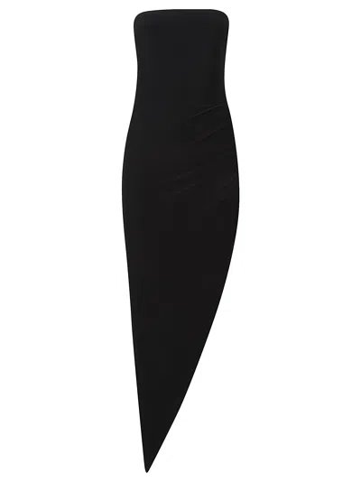 NORMA KAMALI STRAPLESS SIDE DRAPE DRESS