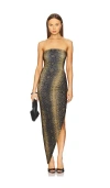 Norma Kamali Strapless Side Drape Gown In Python