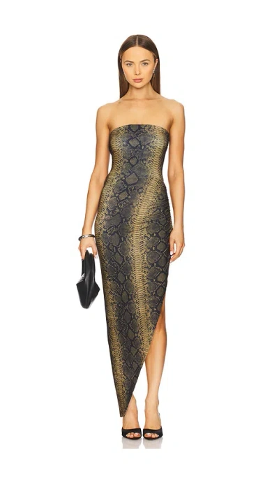 Norma Kamali Strapless Side Drape Gown In Black