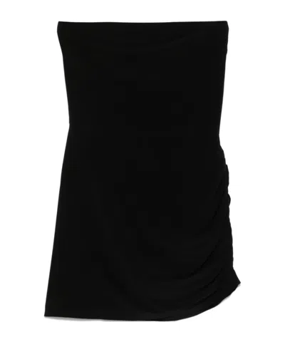 Norma Kamali Draped Strapless Mini Dress In Black