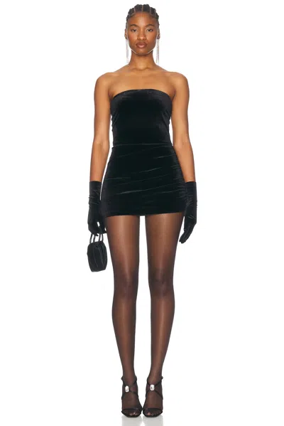 Norma Kamali Draped Strapless Mini Dress In Black