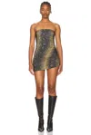 Norma Kamali Strapless Side Drape Pickleball Dress In Python