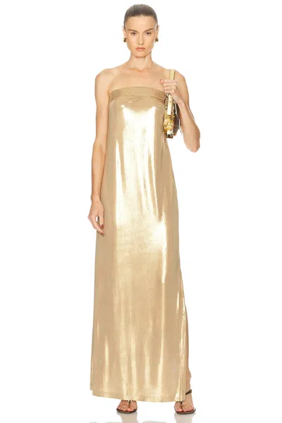 Norma Kamali Strapless Tailored Side Slit Gown