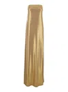 Norma Kamali Strapless Tailored Side Slit Gown In Gold
