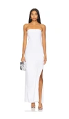 Norma Kamali Strapless Tailored Side Slit Gown In 雪白