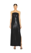 Norma Kamali Strapless Tailored Side Slit Gown In Black