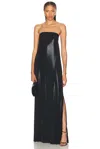 Norma Kamali Strapless Tailored Side Slit Gown In Black