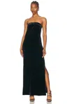 Norma Kamali Strapless Tailored Side Slit Gown In Black