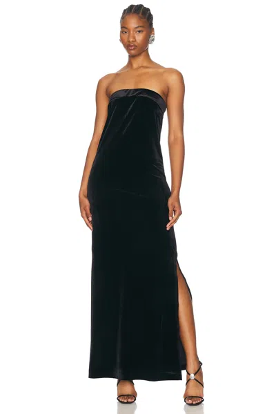 Norma Kamali Strapless Tailored Side Slit Gown In Black