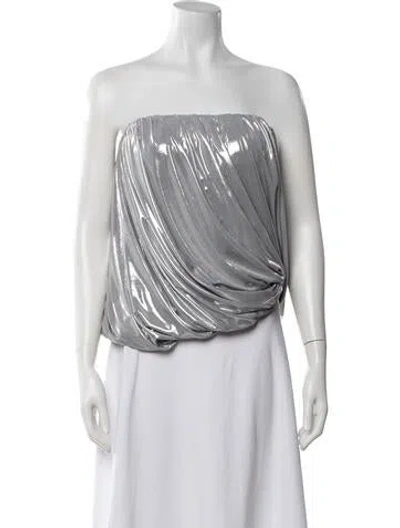 Pre-owned Norma Kamali Strapless Top W/ Tags In Metallic/silver