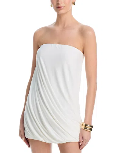 Norma Kamali Strapless Twist Mini Dress In White