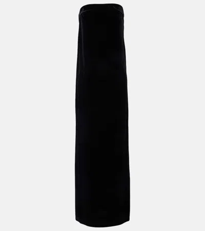 Norma Kamali Strapless Velvet Gown In Black