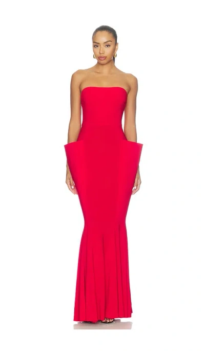Norma Kamali Strapless Wing Fishtail Gown In Pink
