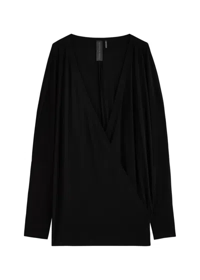 Norma Kamali Stretch-jersey Mini Wrap Dress In Black