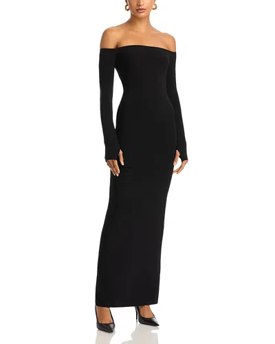 Norma Kamali Stretch Jersey Off-the-shoulder Gown In Black