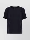 Norma Kamali Navy Solid Round Neck T-shirt In Blue