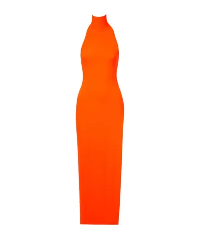 Norma Kamali Stretch-jersey Turtleneck Midi Dress In Orange