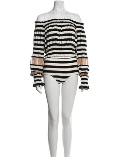 Pre-owned Norma Kamali Striped Bikini In Black