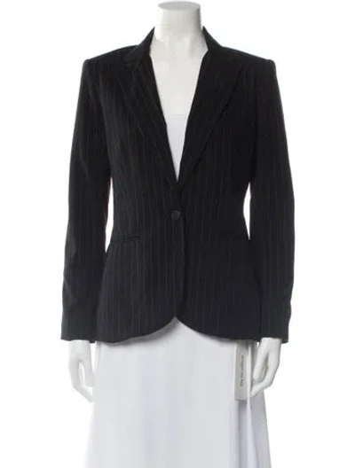 Pre-owned Norma Kamali Striped Blazer In Black