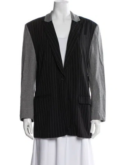 Pre-owned Norma Kamali Striped Blazer In Black