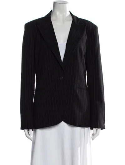 Pre-owned Norma Kamali Striped Blazer In Black
