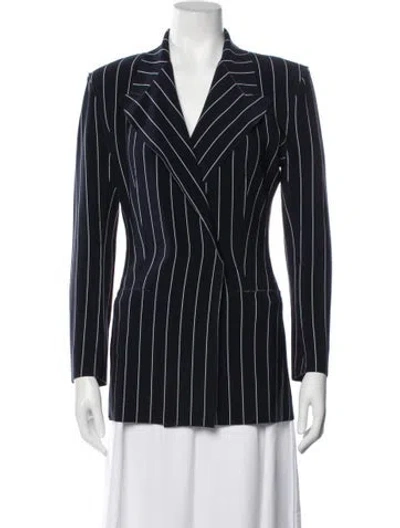 Pre-owned Norma Kamali Striped Blazer In Blue