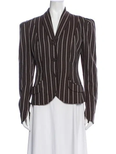 Pre-owned Norma Kamali Striped Blazer In Brown