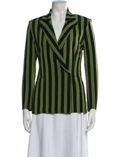 Pre-owned Norma Kamali Striped Blazer In Green