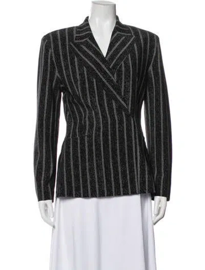 Pre-owned Norma Kamali Striped Blazer W/ Tags In Black