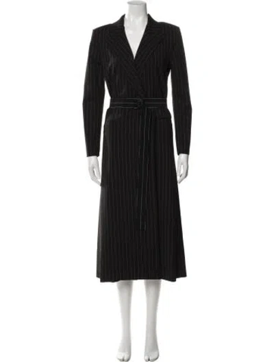 Pre-owned Norma Kamali Striped Coat In Black