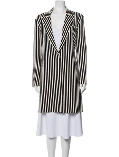 Pre-owned Norma Kamali Striped Coat In Black