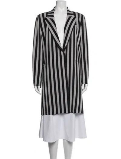 Pre-owned Norma Kamali Striped Coat In Blue
