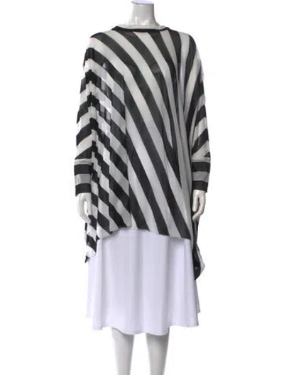 Pre-owned Norma Kamali Striped Crew Neck Top In Black
