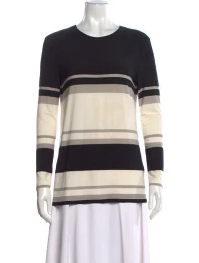 Pre-owned Norma Kamali Striped Crew Neck Top In Black/neutrals
