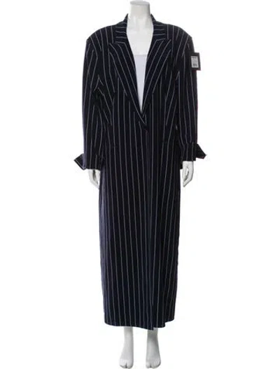 Pre-owned Norma Kamali Striped Faux Fur Coat W/ Tags In Blue