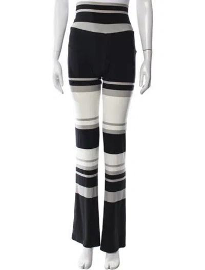 Pre-owned Norma Kamali Striped Flared Pants In Black