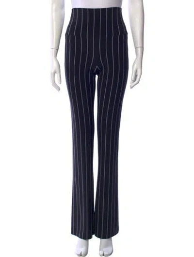 Pre-owned Norma Kamali Striped Flared Pants In Blue