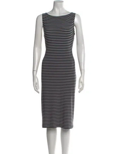 Pre-owned Norma Kamali Striped Knee-length Dress In Gray