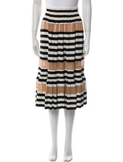 Pre-owned Norma Kamali Striped Knee-length Skirt In Black