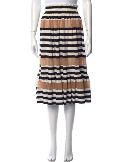 Pre-owned Norma Kamali Striped Knee-length Skirt In Black