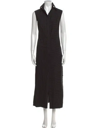 Pre-owned Norma Kamali Striped Long Dress In Black