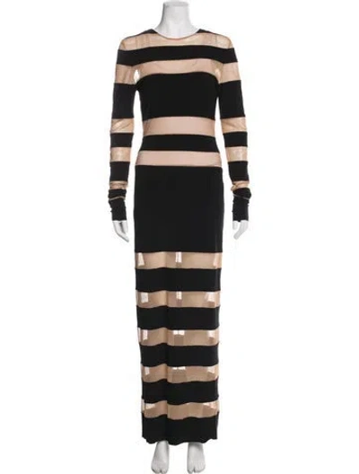 Pre-owned Norma Kamali Striped Long Dress In Black