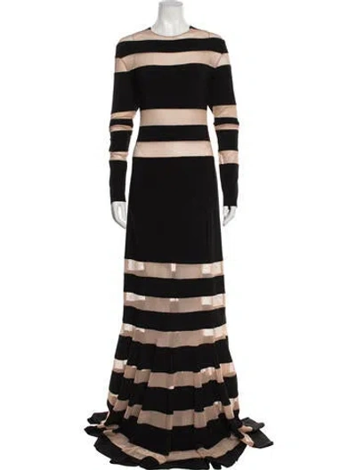 Pre-owned Norma Kamali Striped Long Dress In Black