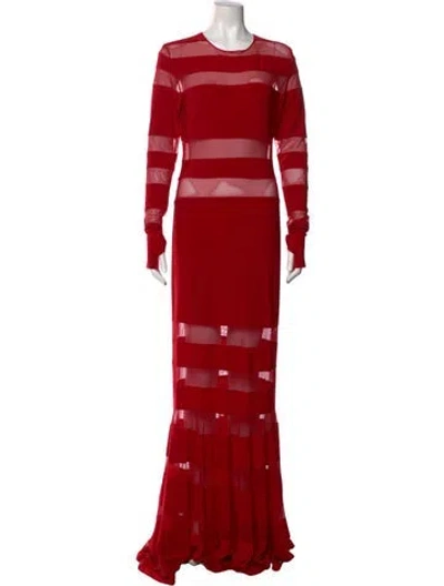 Pre-owned Norma Kamali Striped Long Dress In Red